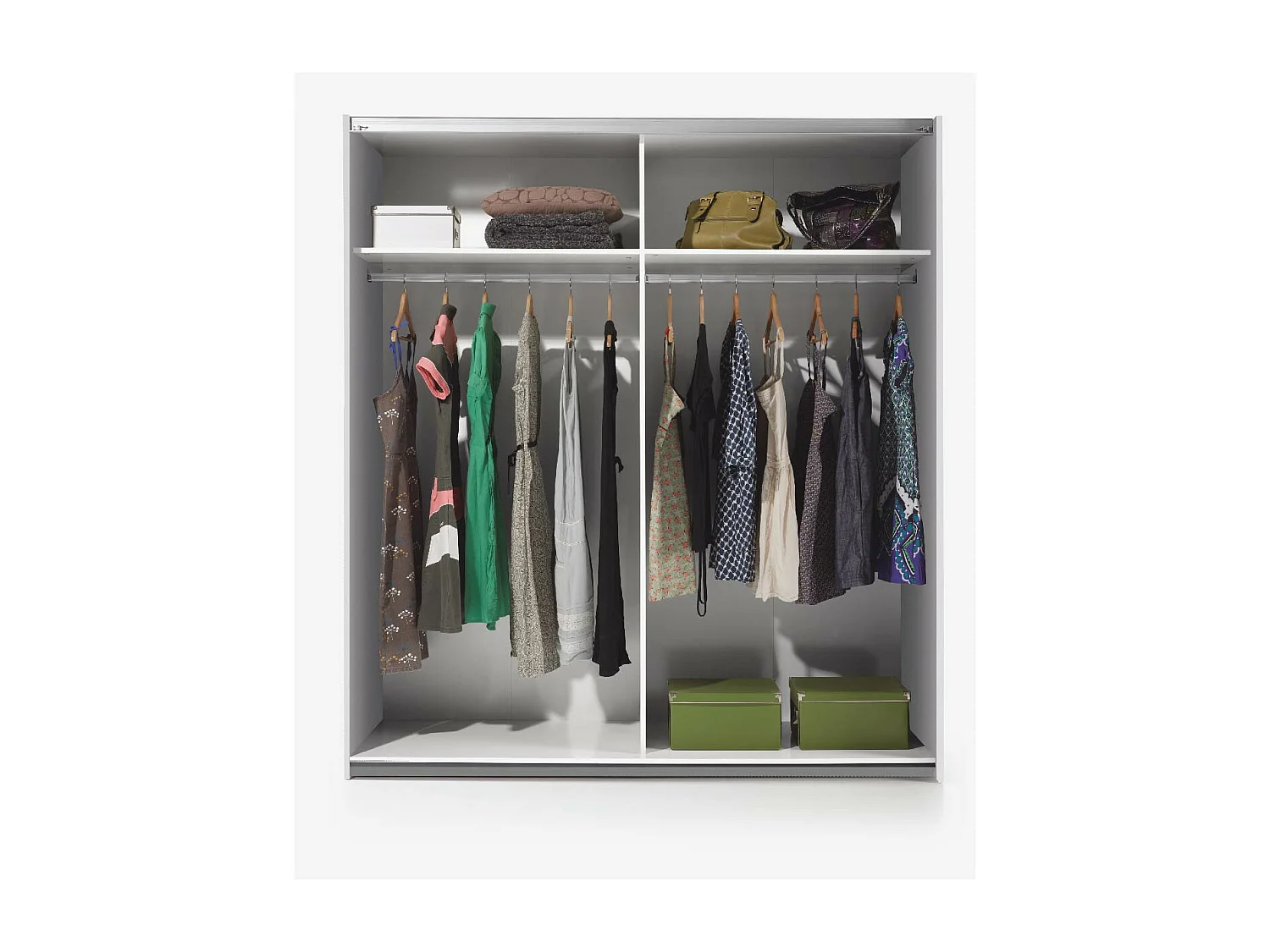 Armadio guardaroba appendiabiti 2 barre 2 ripiani bianco vintage ARM181A