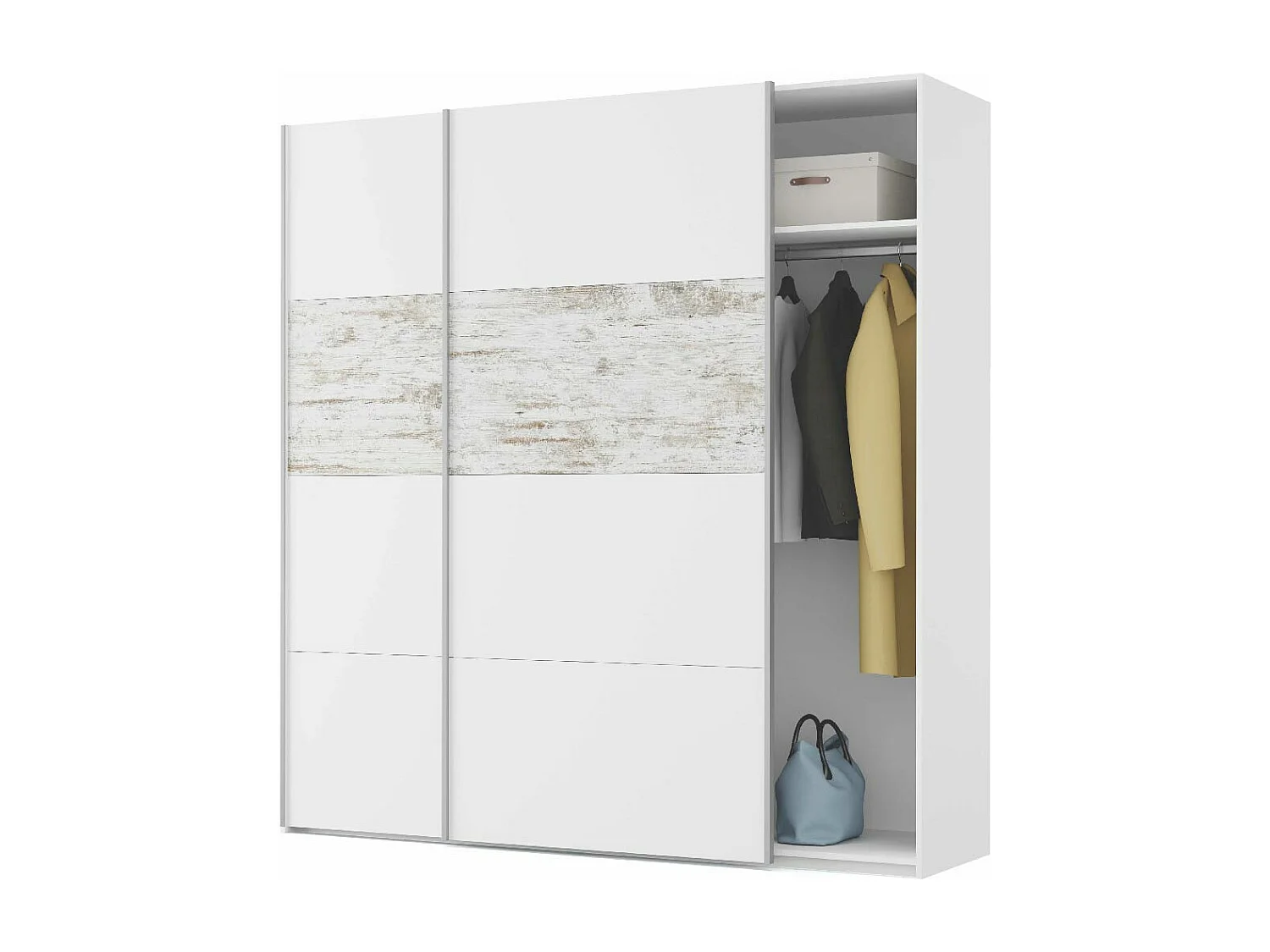 Armadio guardaroba appendiabiti 2 barre 2 ripiani bianco vintage ARM181A