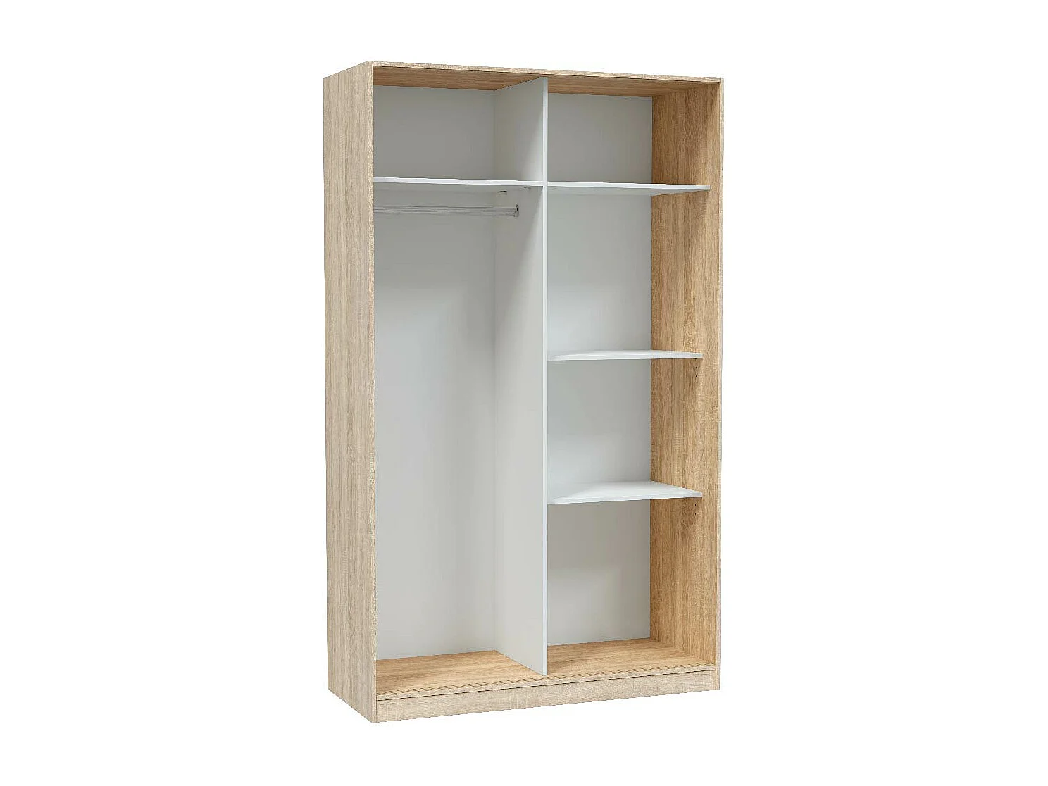 Armadio guardaroba appendiabiti 5 ripiani bianco rovere chiaro TOP120F