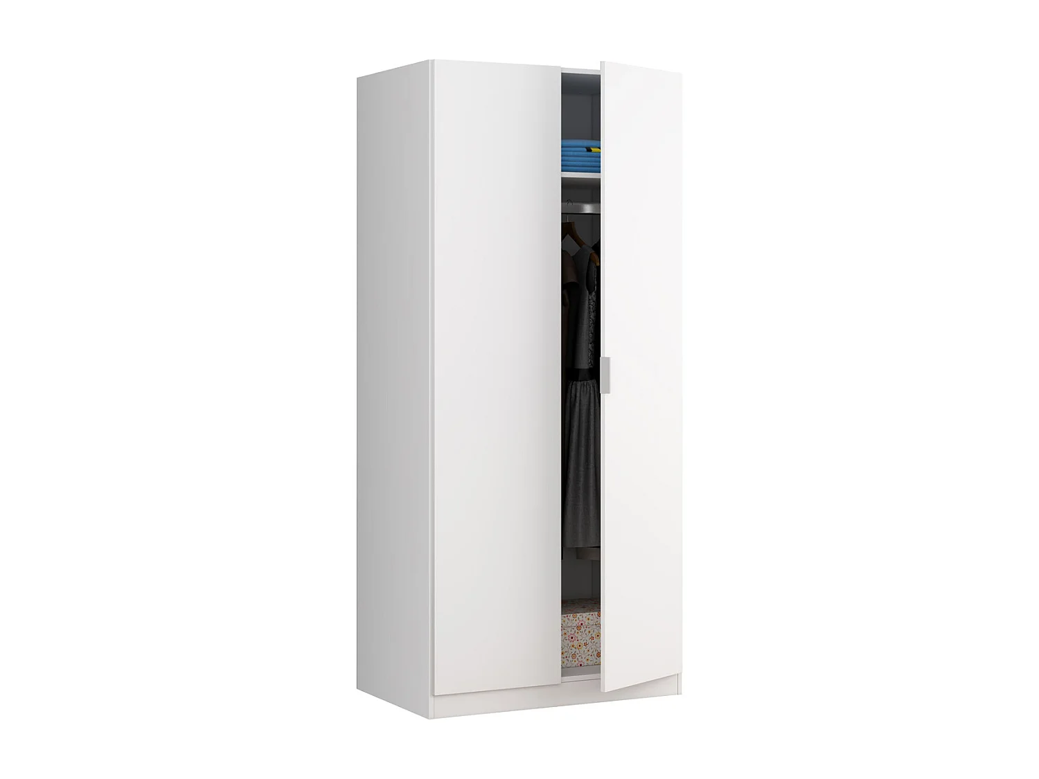 Armadio guardaroba asta appendiabiti 2 ante BIANCO 81 X 52 X 180 cm - LCX022O