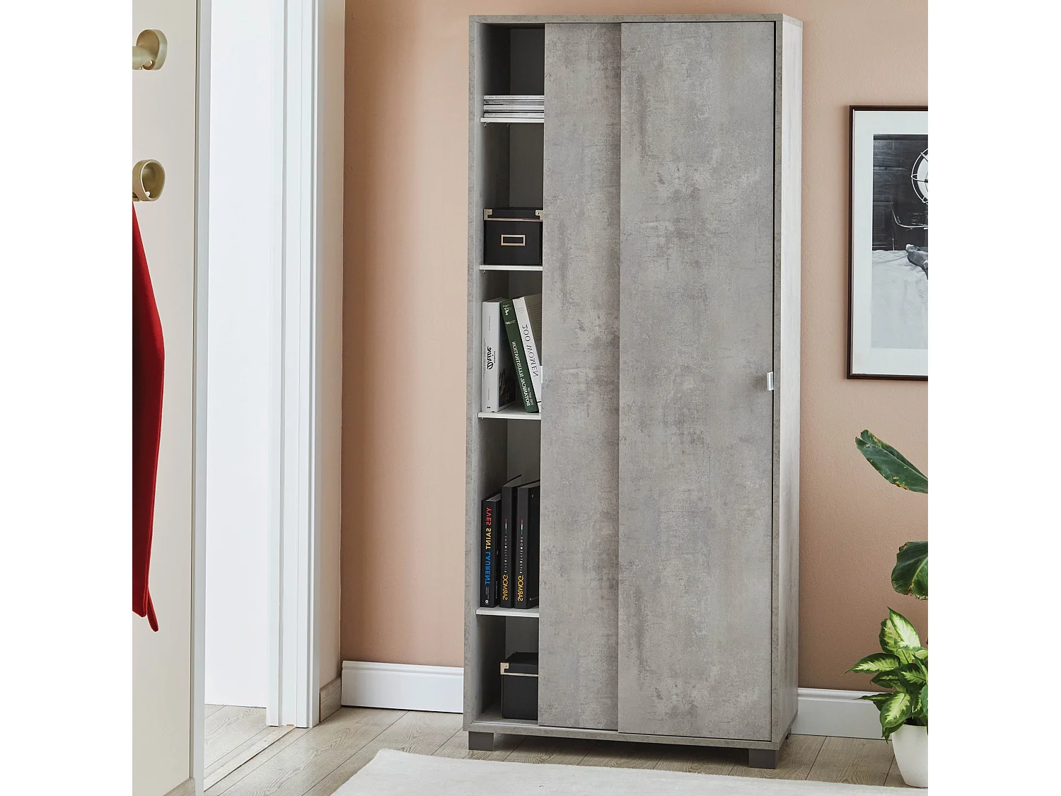 Armadio con ante scorrevoli e ripiani cemento A798CECEK