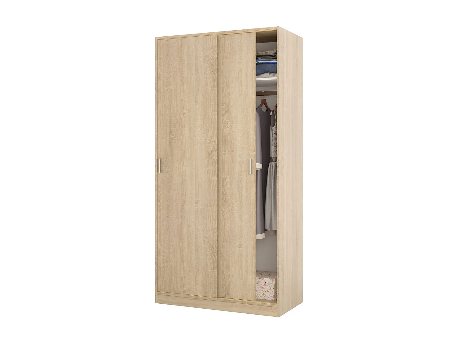 Armadio guardaroba asta appendiabiti 2 ante 2 ripiani ROVERE 100 X 50 X 200 cm - MAX019F