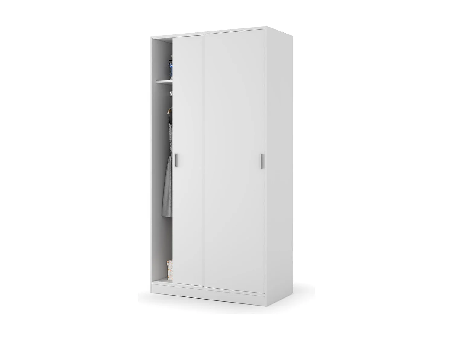 Armadio guardaroba asta appendiabiti 2 ante 2 ripiani BIANCO 100 X 50 X 200 cm - MAX019O