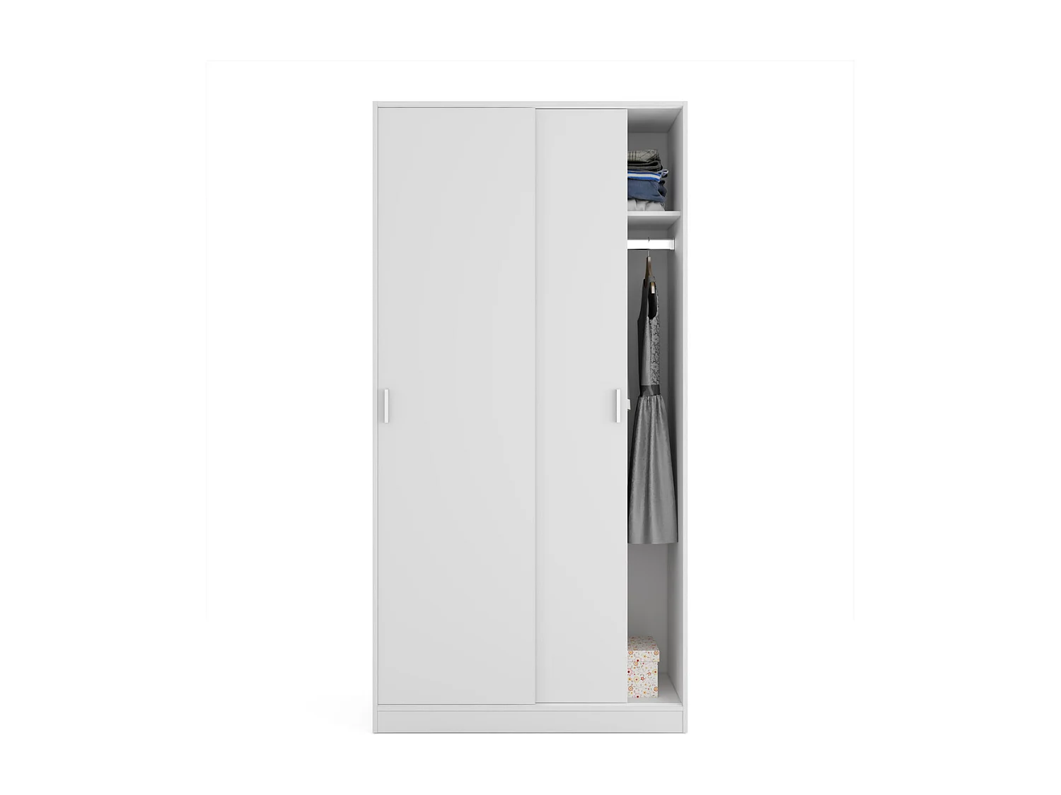 Armadio guardaroba asta appendiabiti 2 ante 2 ripiani BIANCO 100 X 50 X 200 cm - MAX019O