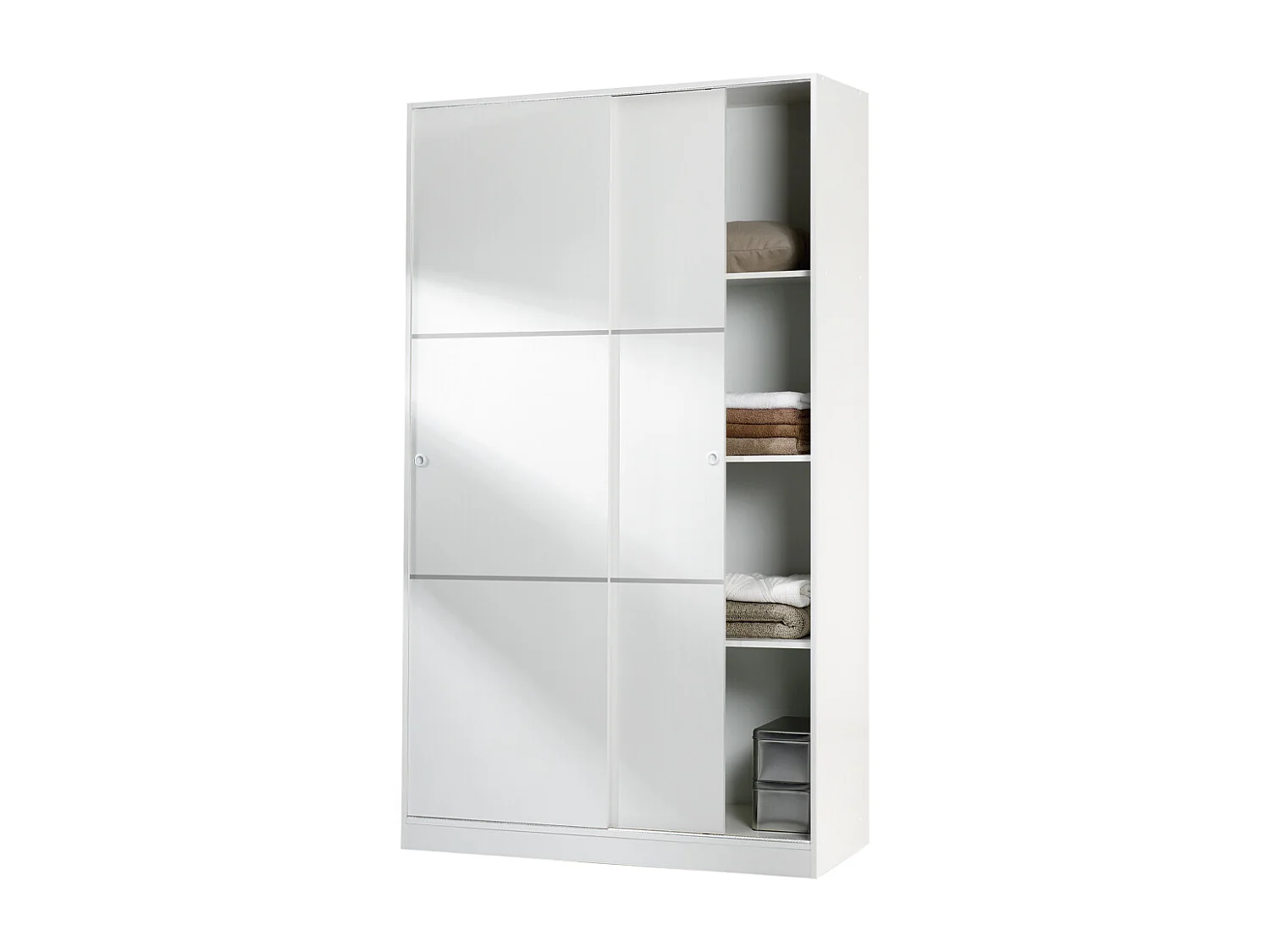 Armadio guardaroba asta appendiabiti 2 ante 5 ripiani BIANCO 120 X 50 X 200 cm - TOP020BO