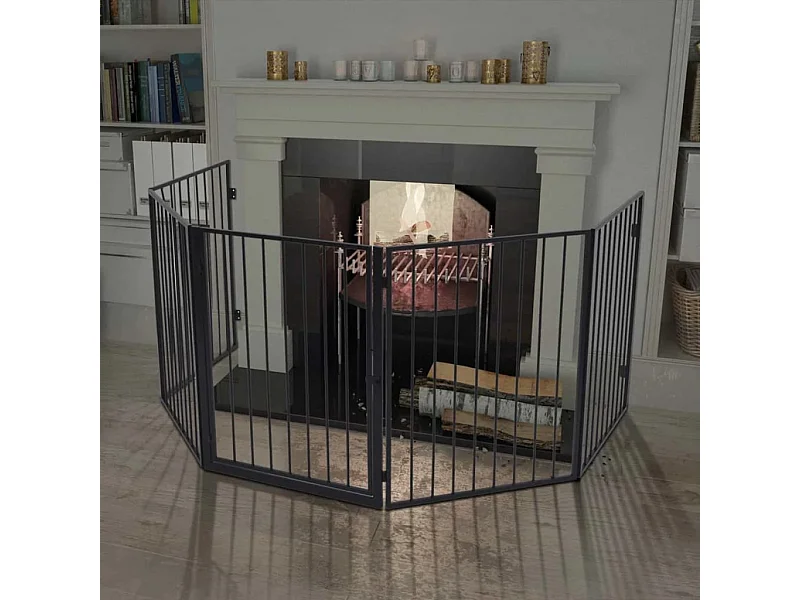 Clôture de cheminée pour animaux de compagnie Acier Noir