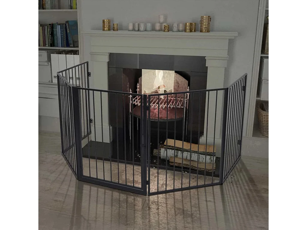 Clôture de cheminée pour animaux de compagnie Acier Noir