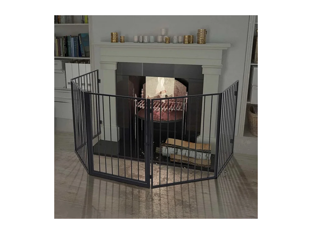 Clôture de cheminée pour animaux de compagnie Acier Noir