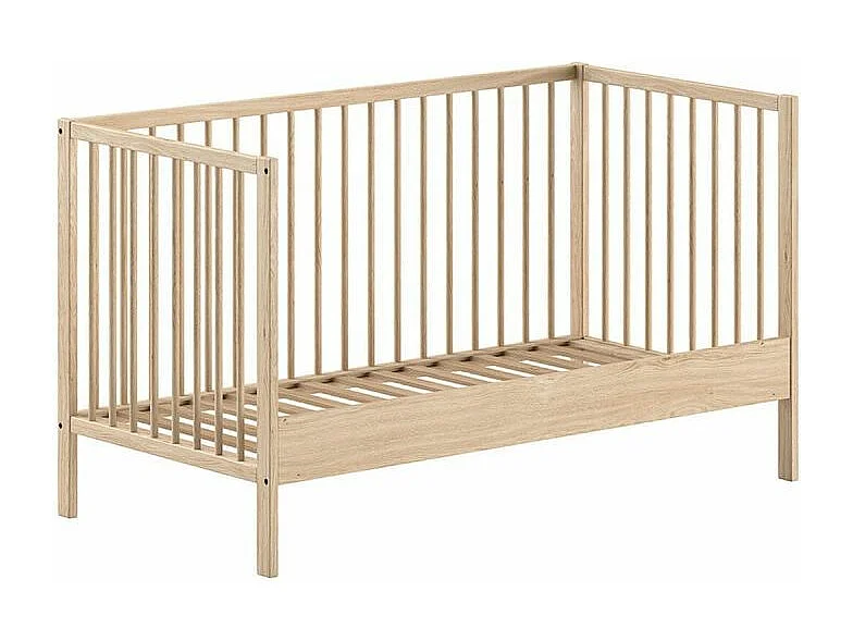 ELIOTT - Ensemble Lit Bébé Evolutif + Table à Langer en Hêtre Massif Vernis Naturel