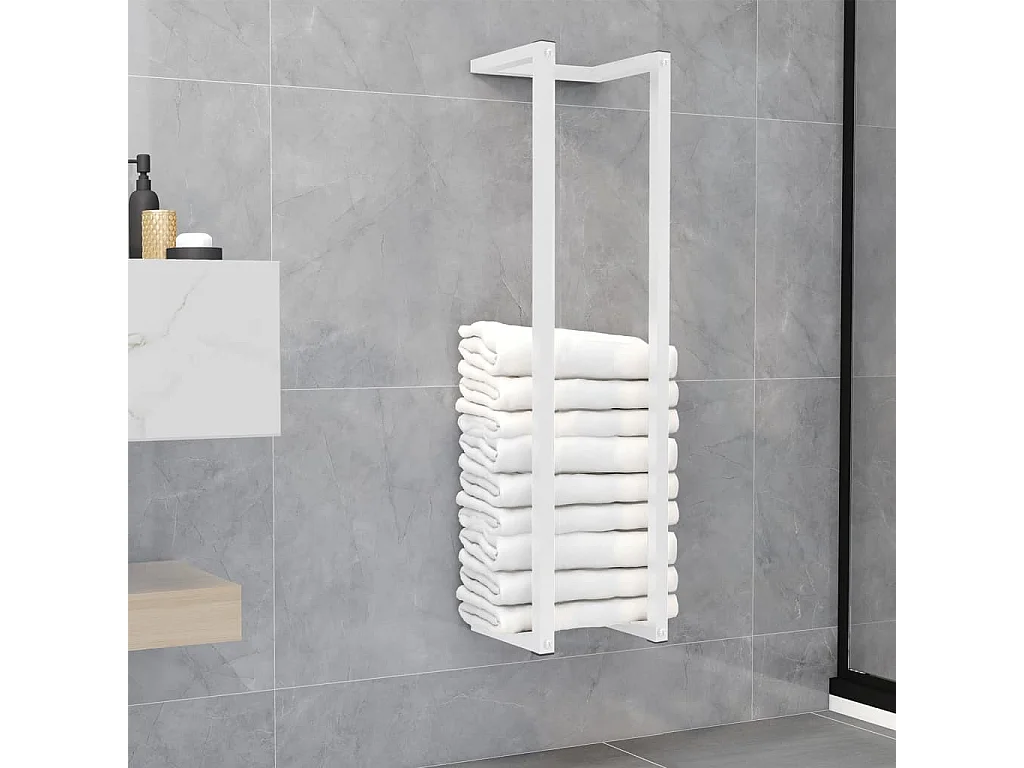 Wit stalen handdoekenrek van 25x20x95 cm