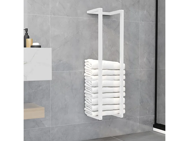 Porta-toalhas de aço branco de 25x20x95 cm