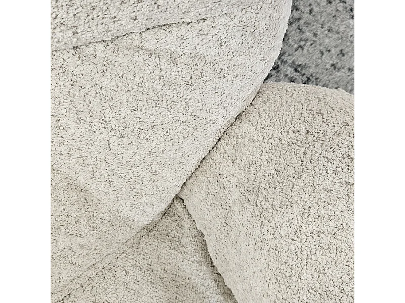 Fauteuil à bascule tissu bouclette beige pieds bois et métal - MIGUEL