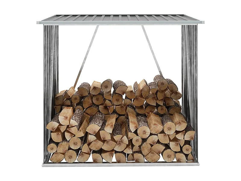 Opbergplaats voor hout van verzinkt staal 163x83x154 cm grijs met bodemframe