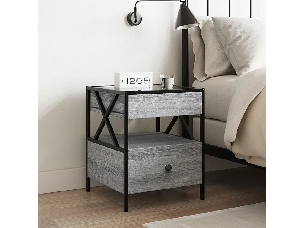 Nachttisch mit Infinity-LED Grau Sonoma 40x40x51 cm