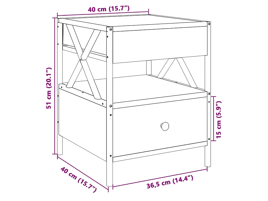 Nocny stolik LED nieskończoność Sonoma szary 40x40x51 cm z inżynierii drewna i stali