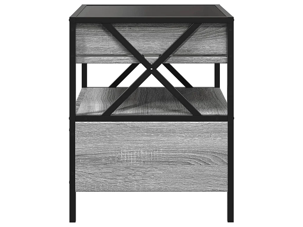 Nocny stolik LED nieskończoność Sonoma szary 40x40x51 cm z inżynierii drewna i stali