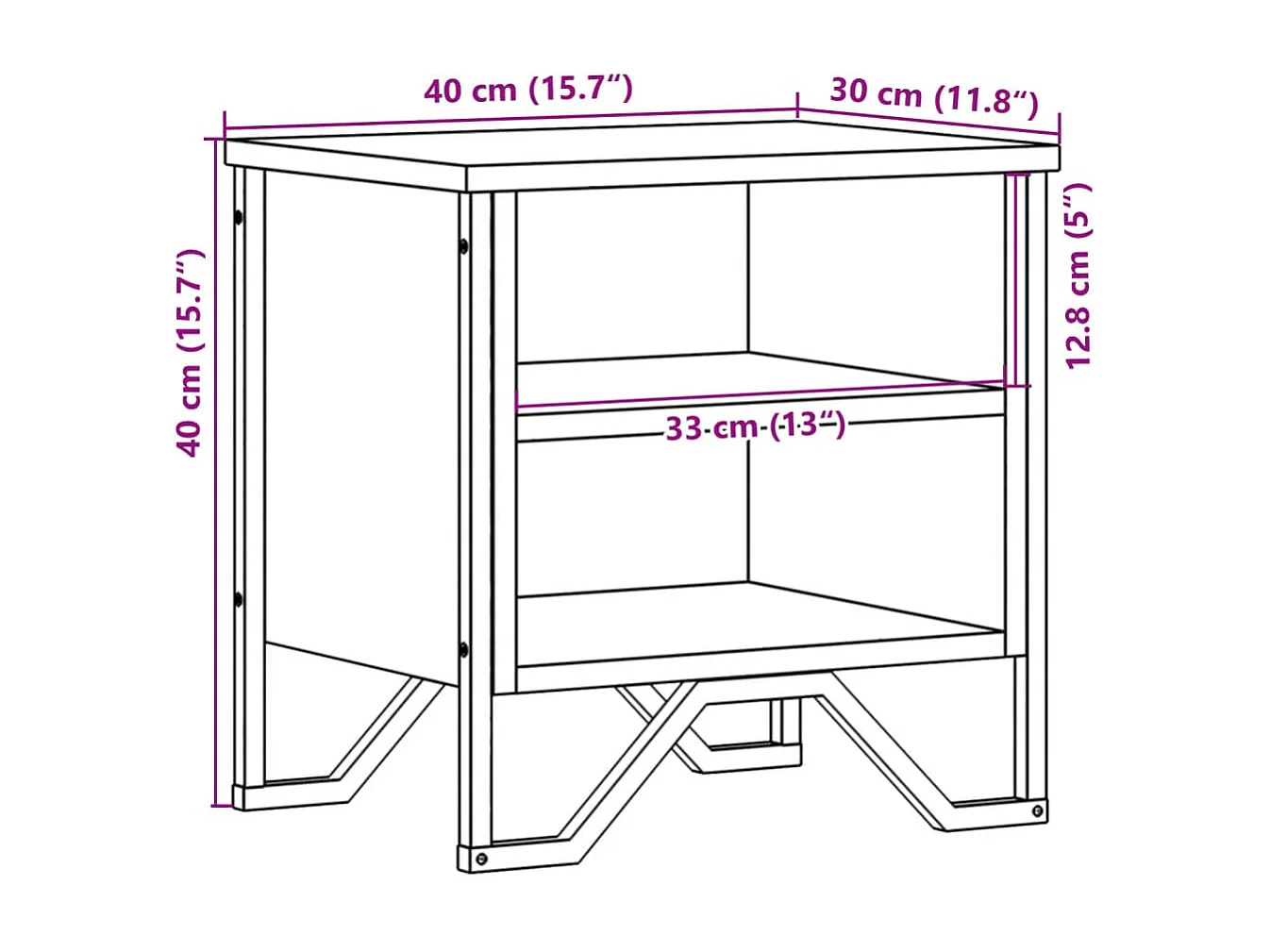 Mesa cabeceira 40x30x40 cm derivados de madeira cinzento sonoma