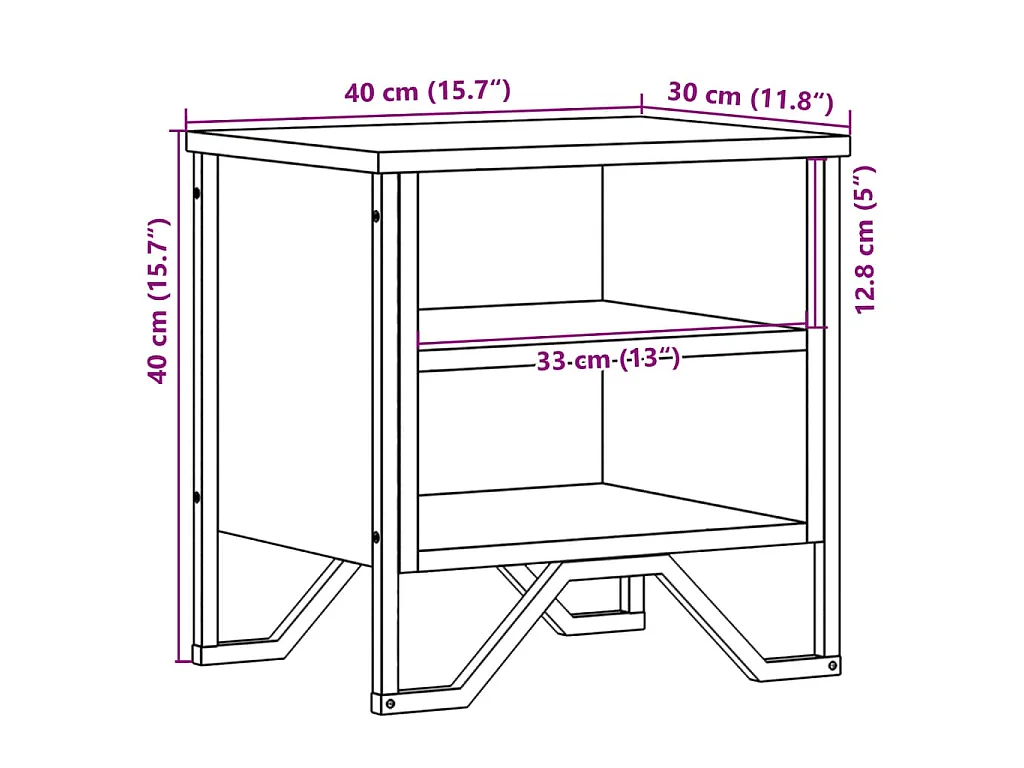 Szafka nocna Sonoma Grey z praktyczną przestrzenią magazynową z drewna inżynieryjnego o wymiarach 40x30x40 cm