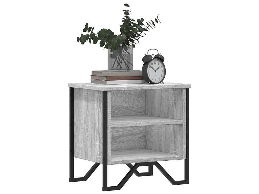 Szafka nocna Sonoma Grey z praktyczną przestrzenią magazynową z drewna inżynieryjnego o wymiarach 40x30x40 cm