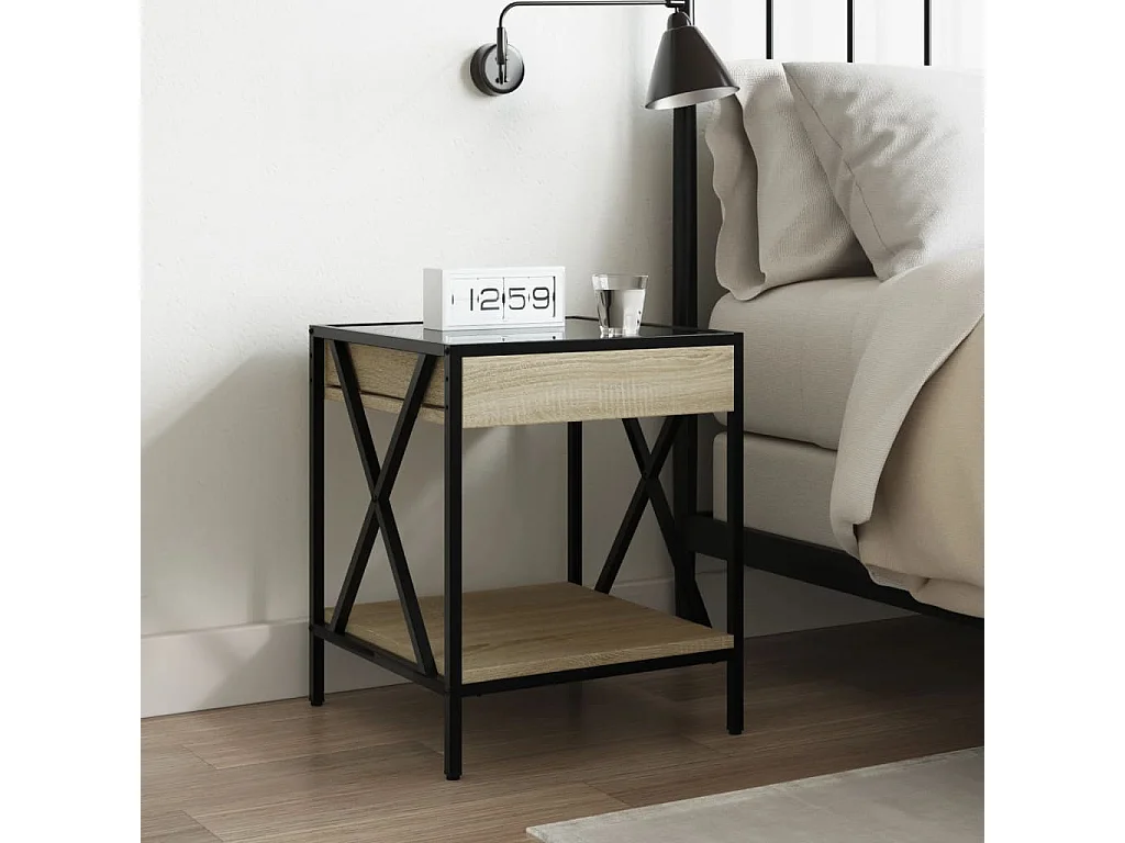 Nachttisch mit Infinity-LED Sonoma-Eiche 40x40x49 cm