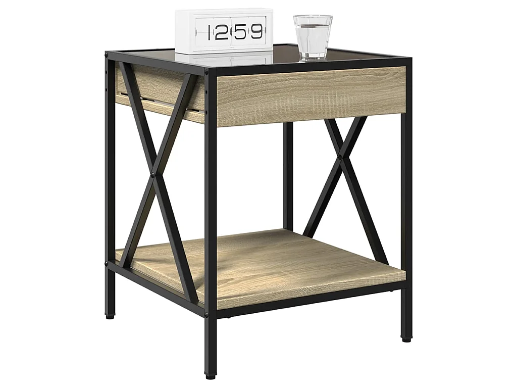 Comodino con LED Infinity Rovere Fumo 40x40x49 cm