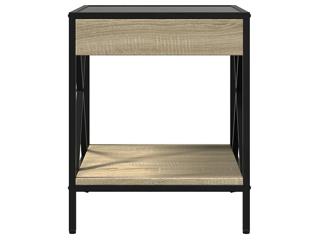 Comodino con LED Infinity Rovere Fumo 40x40x49 cm