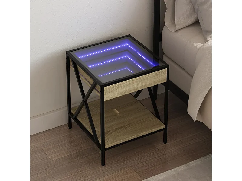 Nachttisch mit Infinity-LED Sonoma-Eiche 40x40x49 cm