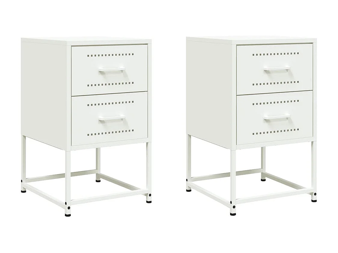 Tables de chevet 2 pcs blanc 36x39x60,5 cm acier
