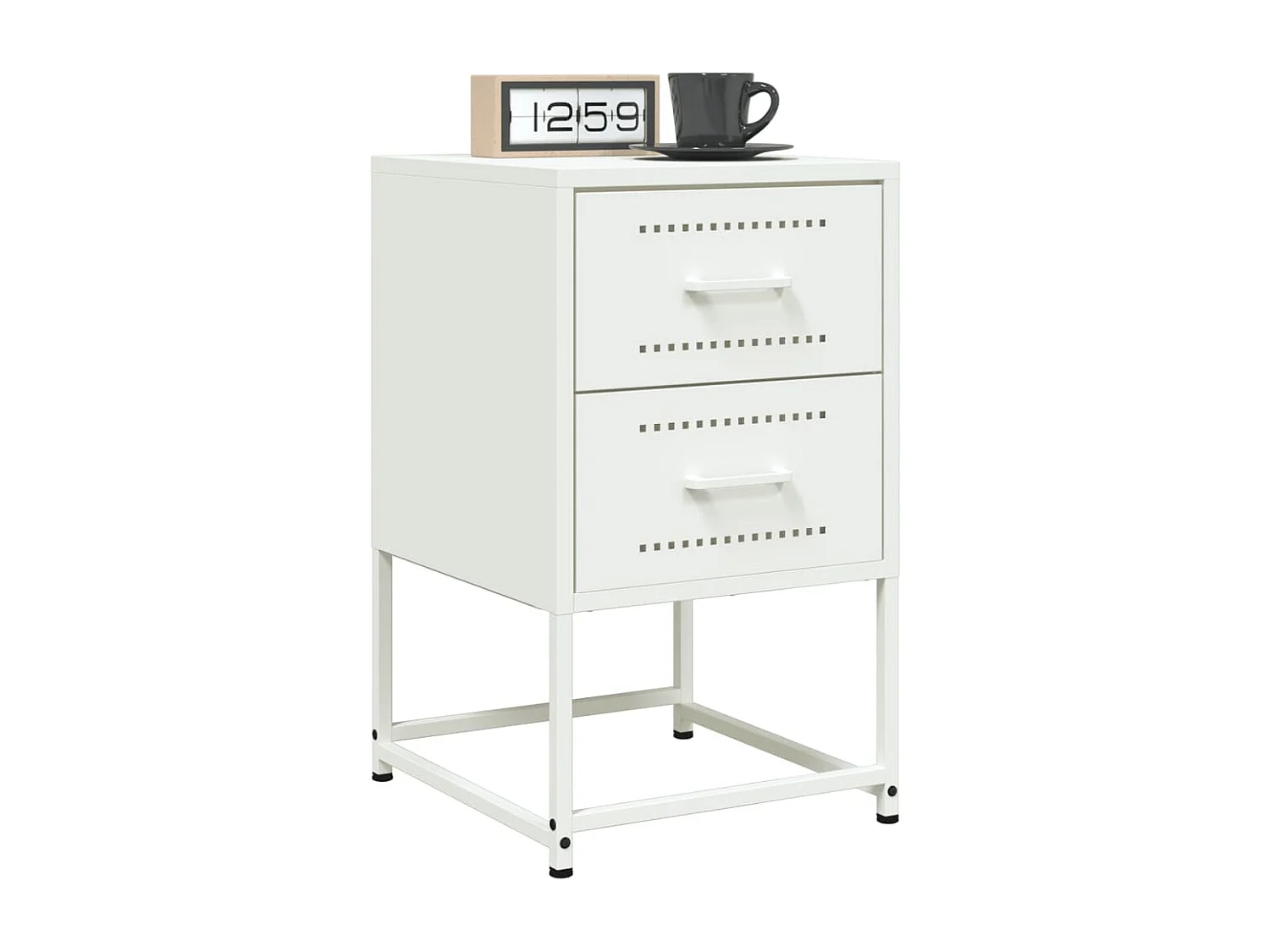 Tables de chevet 2 pcs blanc 36x39x60,5 cm acier