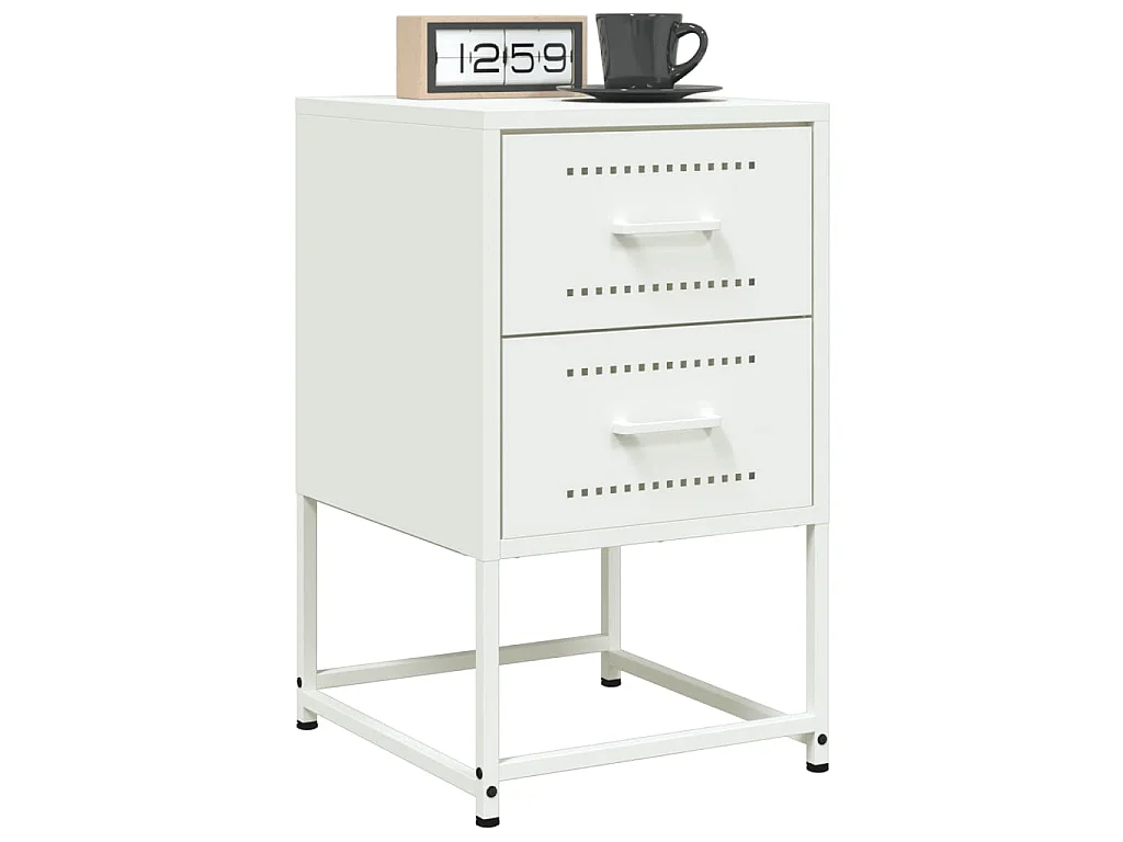 Tables de chevet 2 pcs blanc 36x39x60,5 cm acier