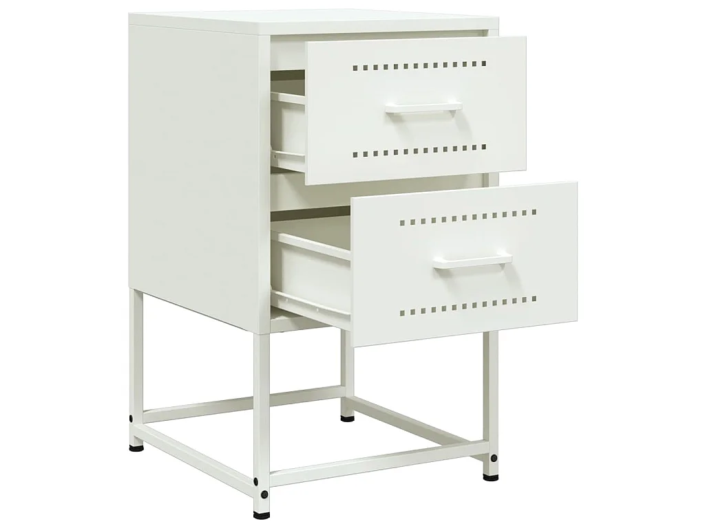 Tables de chevet 2 pcs blanc 36x39x60,5 cm acier