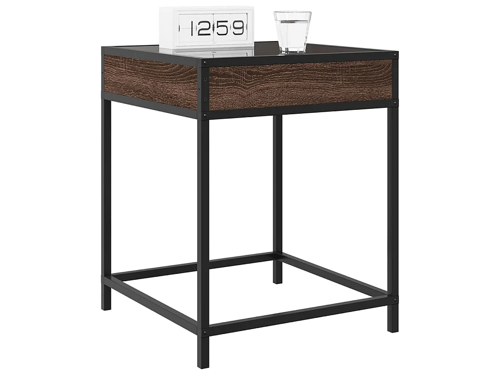 Comodino con LED Infinity Rovere Marrone 40x40x51 cm