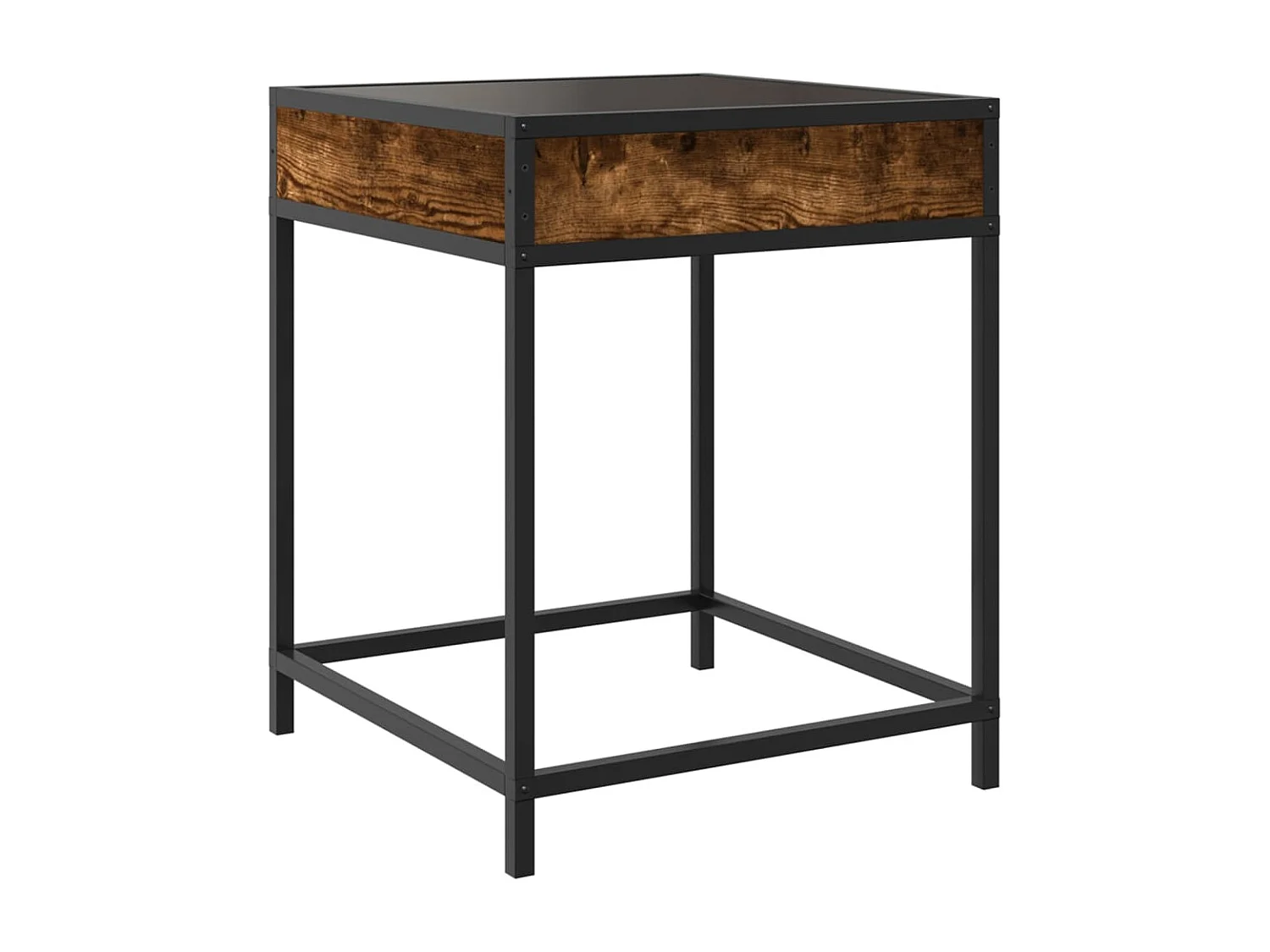 Table de chevet avec LED infini chêne fumé 40x40x51 cm