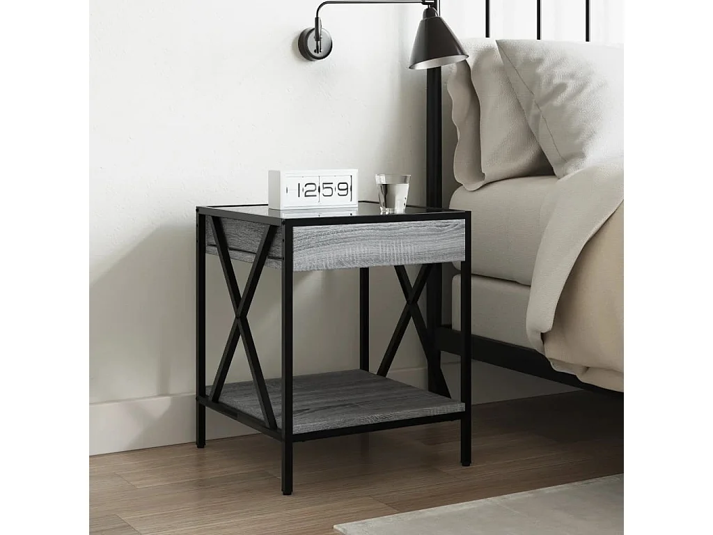 Nachttisch mit Infinity-LED Grau Sonoma 40x40x49 cm