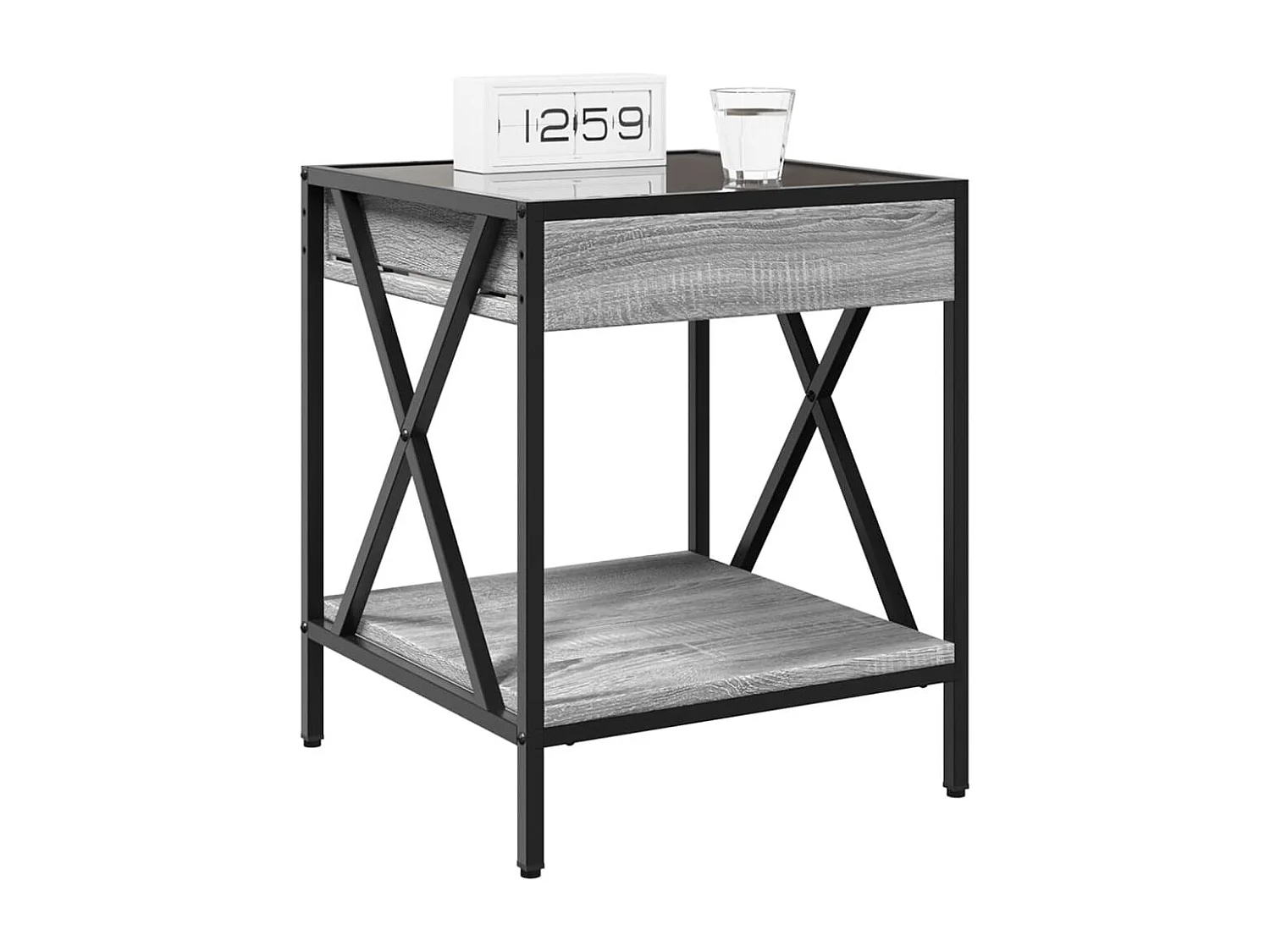 Nachttisch mit Infinity-LED Grau Sonoma 40x40x49 cm