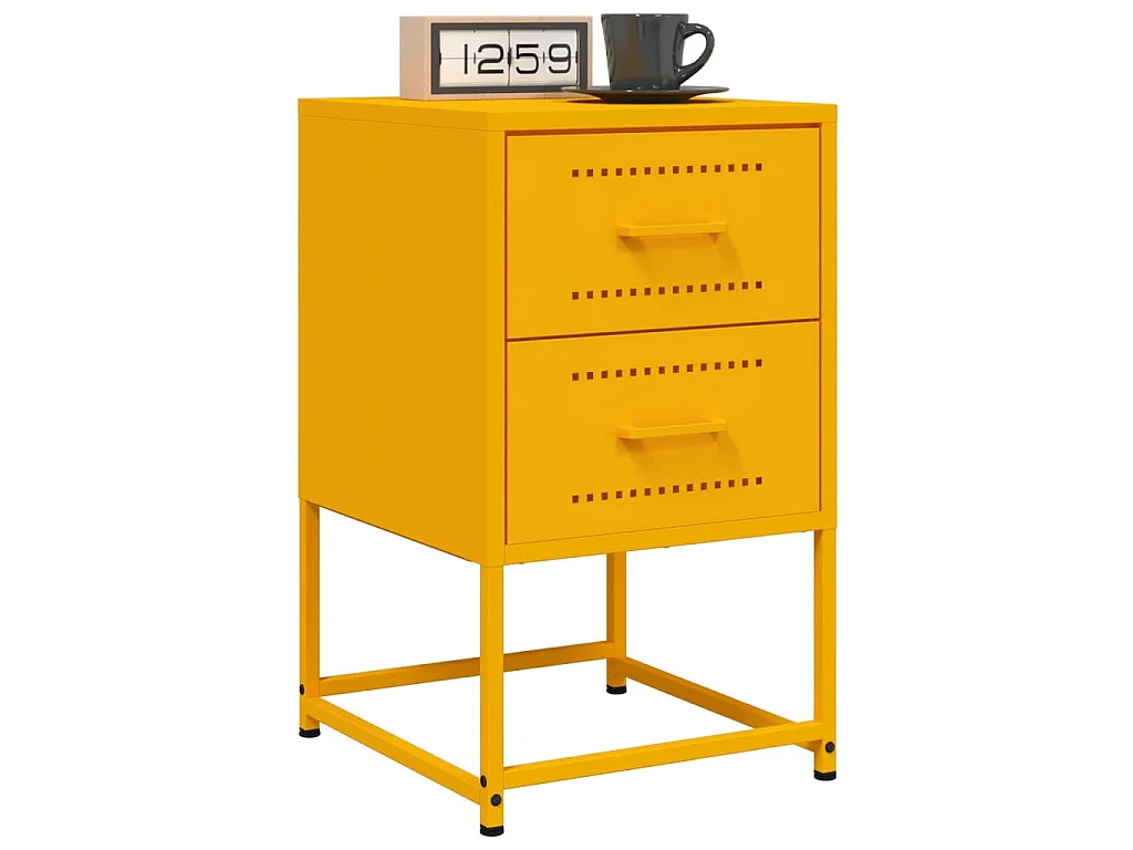 Tables de chevet 2 pcs jaune moutarde 36x39x60,5 cm acier