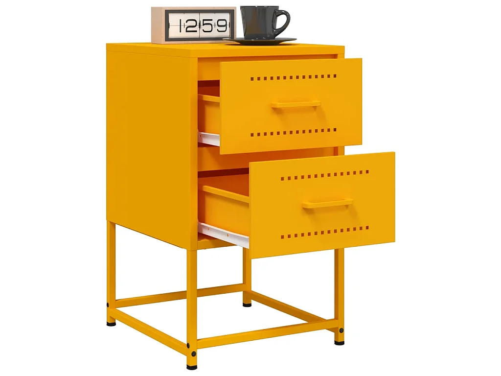 Tables de chevet 2 pcs jaune moutarde 36x39x60,5 cm acier