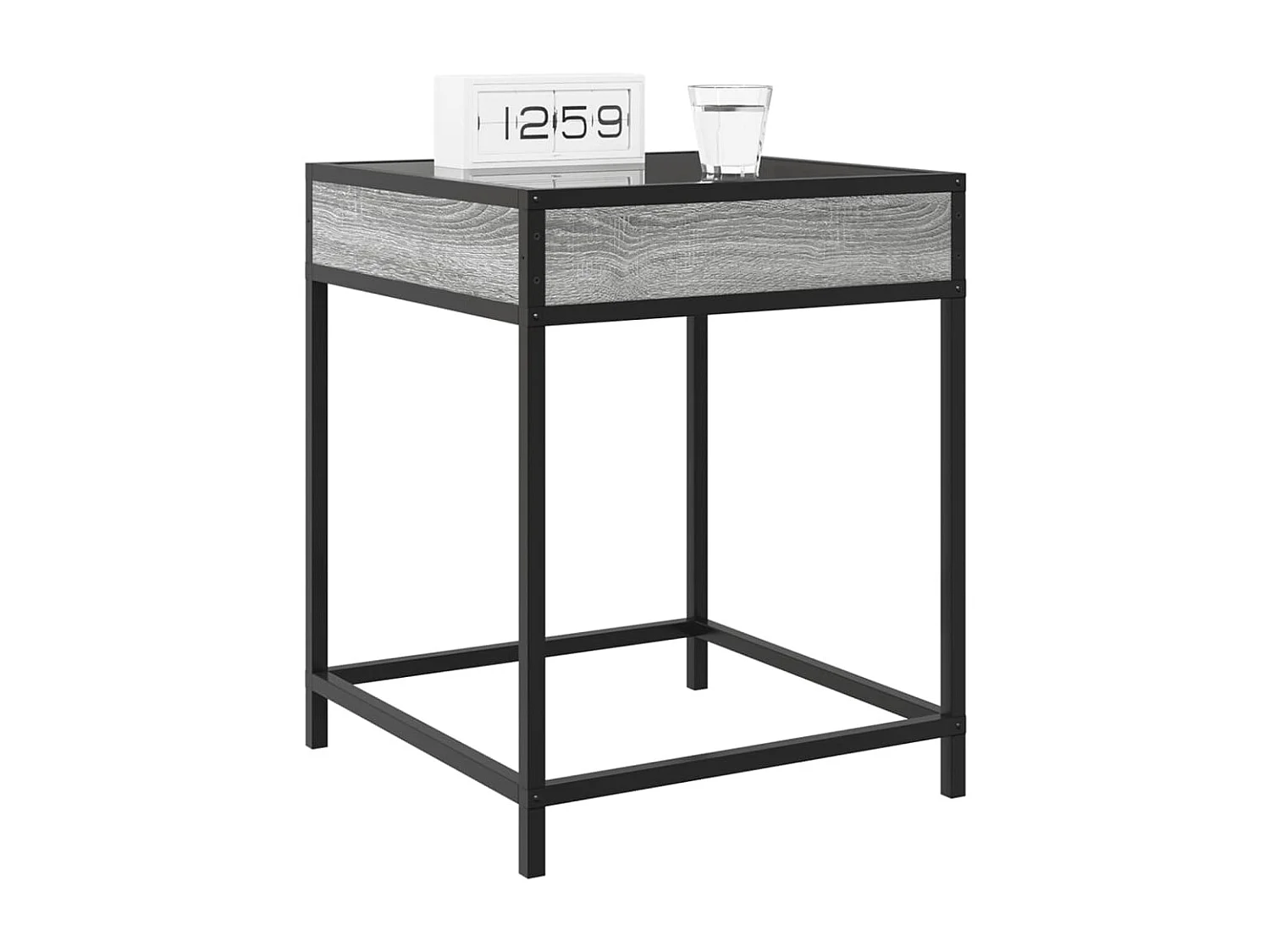 Table de chevet avec LED infini sonoma gris 40x40x51 cm