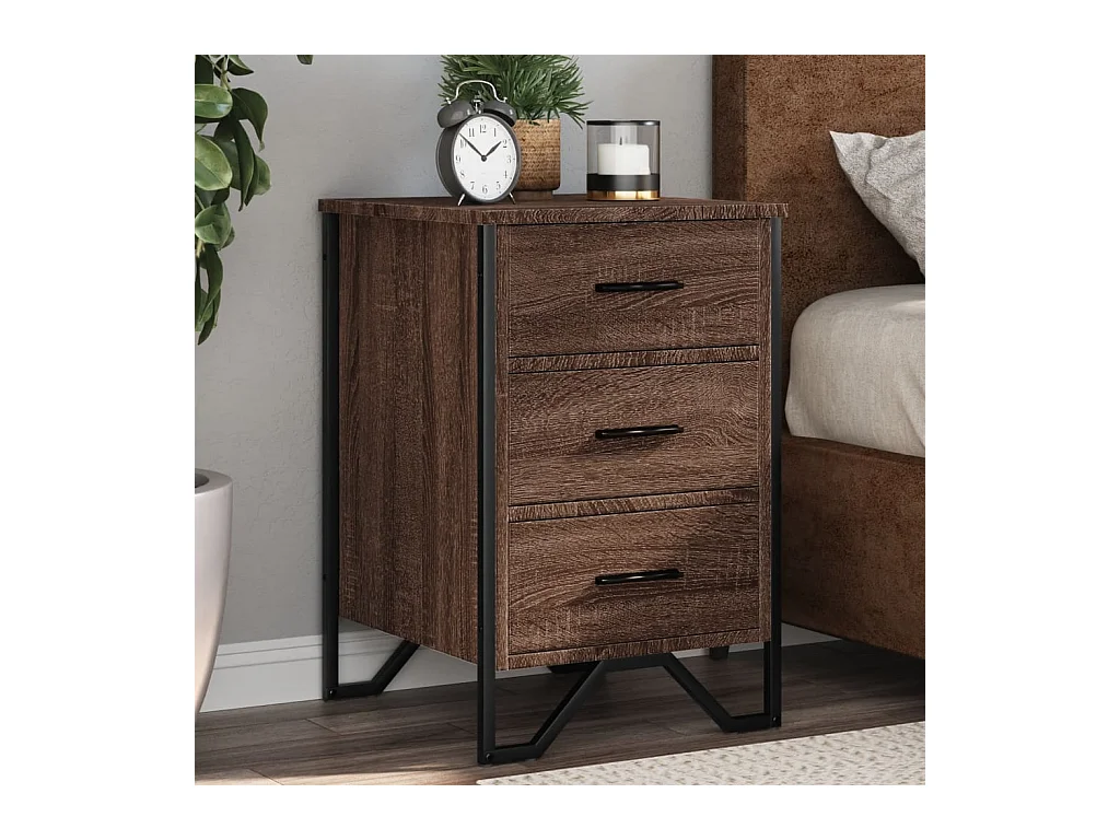 Table de chevet chêne marron 40x41x60 cm bois d'ingénierie