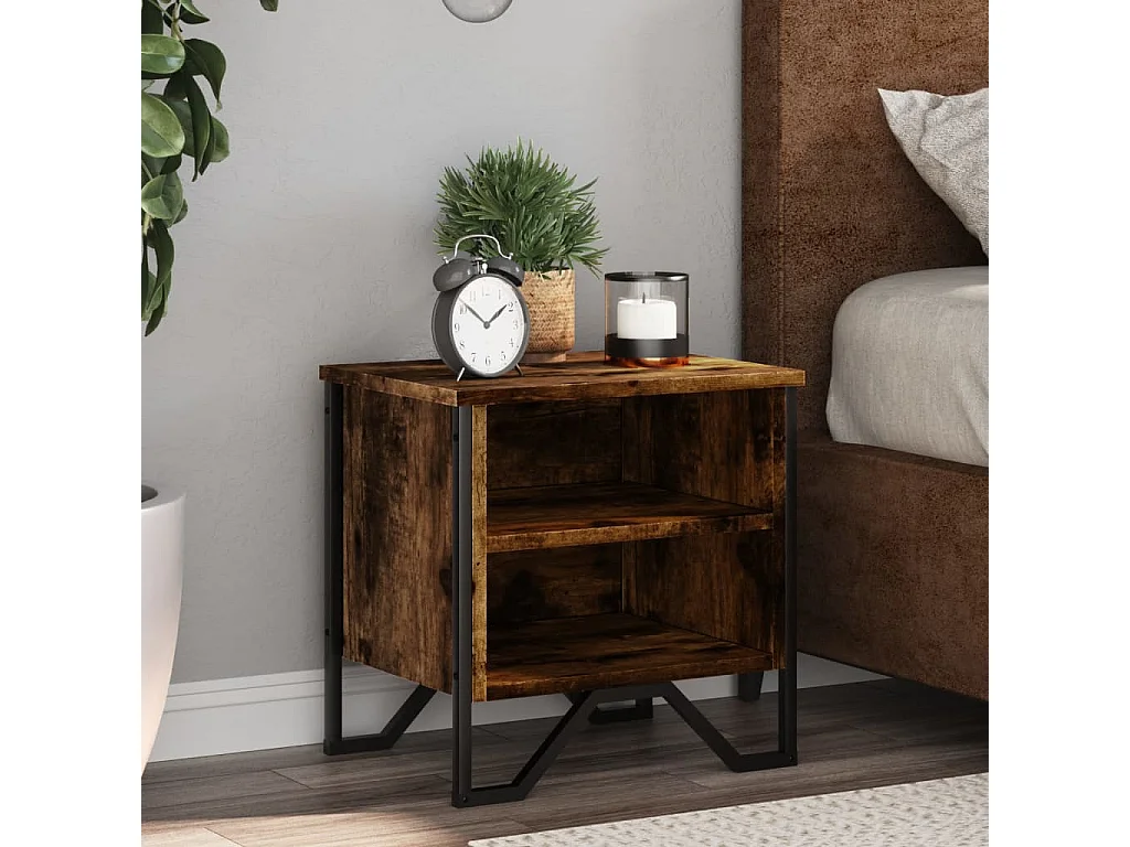 Comodino Rovere Fumo 40x30x40 cm in Truciolato