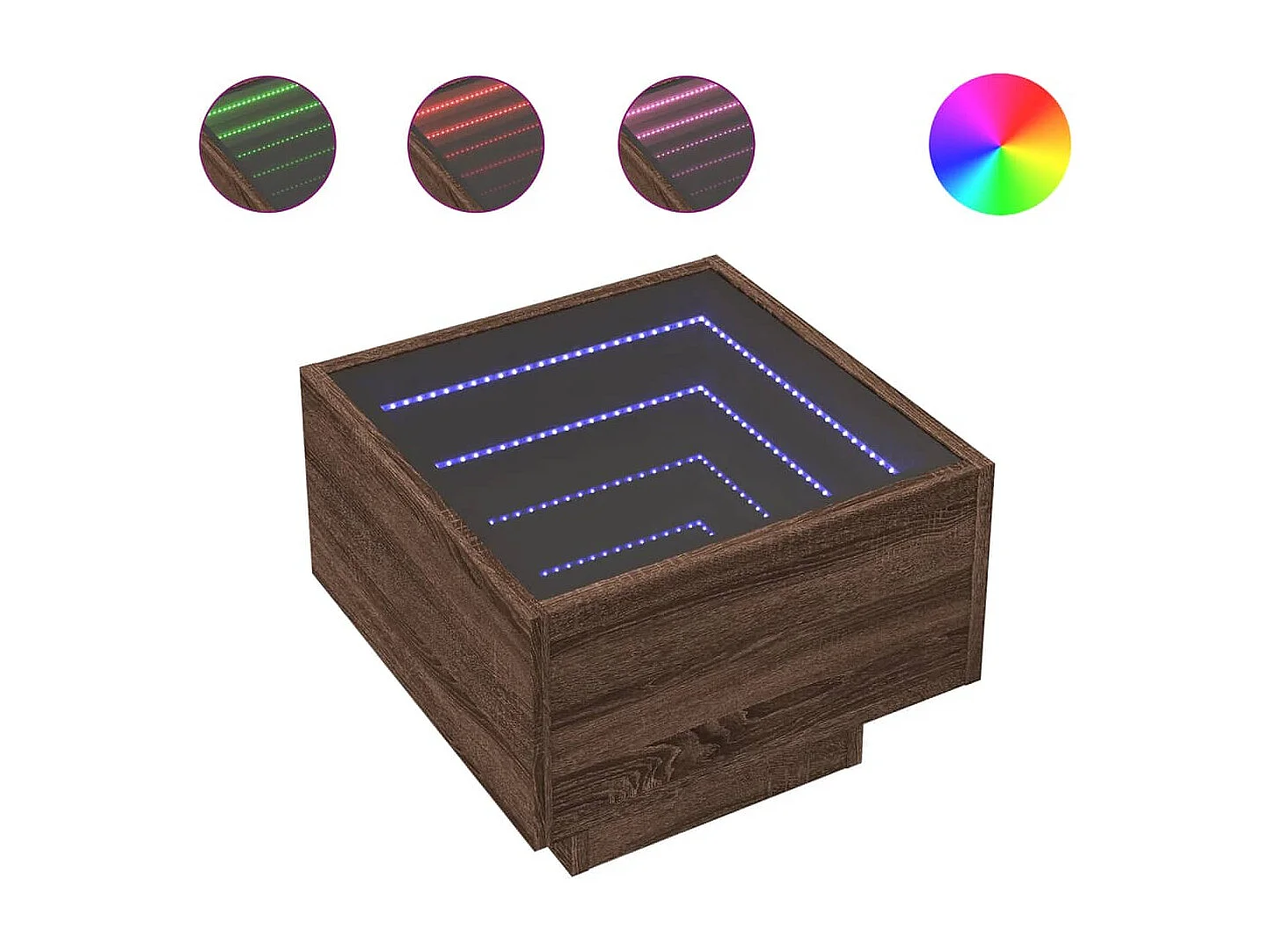 Comodino con LED Infinity Rovere Marrone 40x40x30 cm