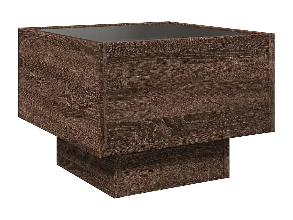 Comodino con LED Infinity Rovere Marrone 40x40x30 cm