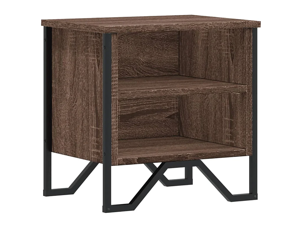 Stolik nocny z brązowego dębu z praktyczną przestrzenią do przechowywania