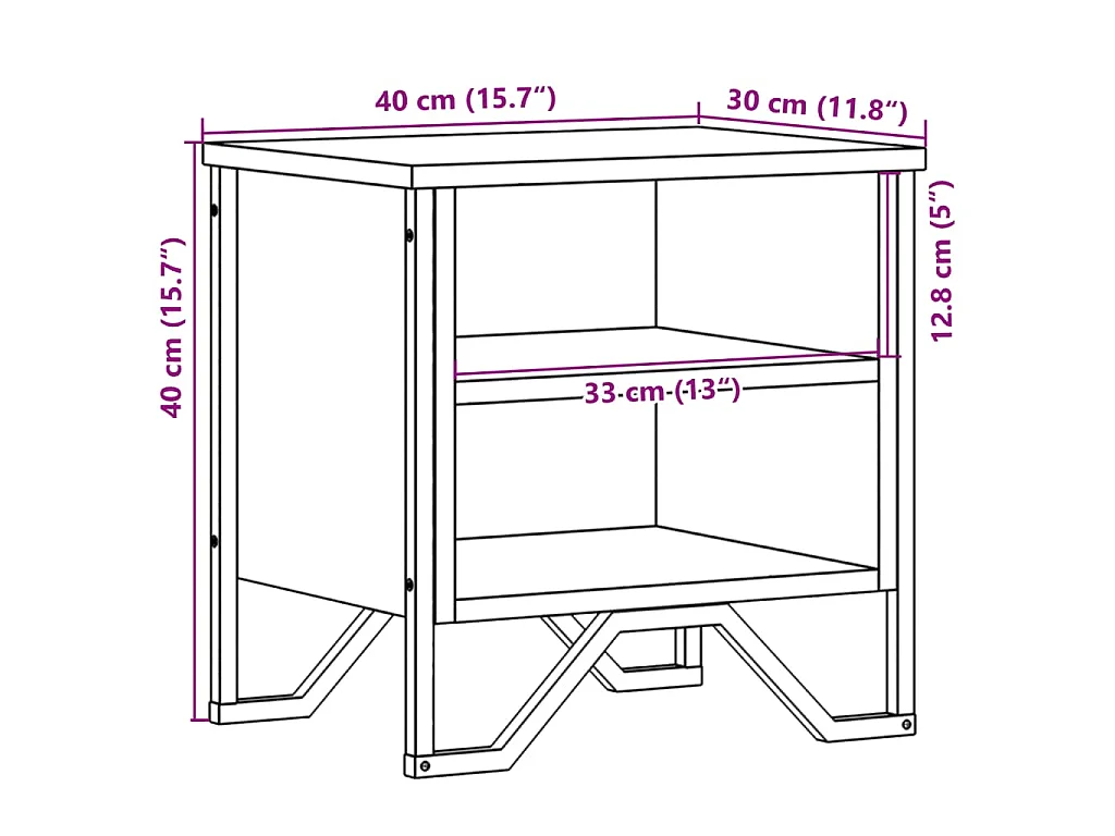 Stolik nocny z brązowego dębu z praktyczną przestrzenią do przechowywania