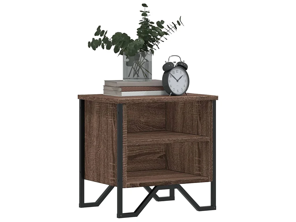 Stolik nocny z brązowego dębu z praktyczną przestrzenią do przechowywania