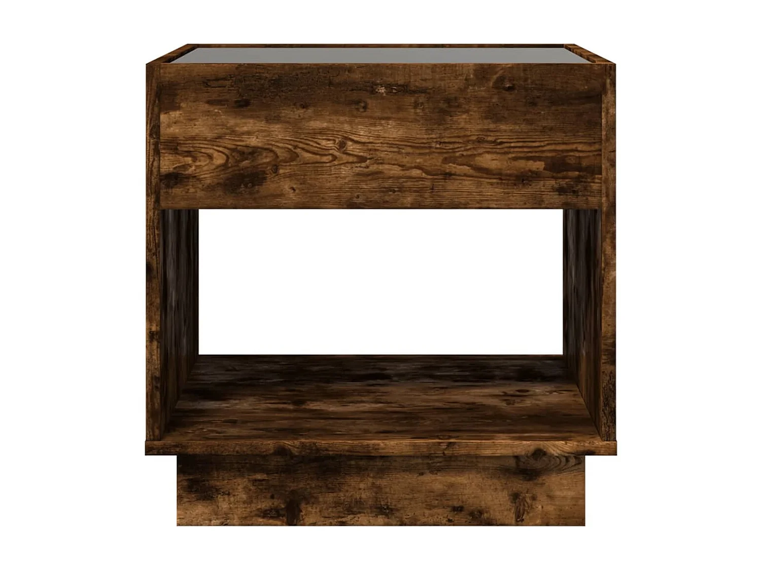 Table de chevet avec LED infini chêne fumé 50x50x50 cm