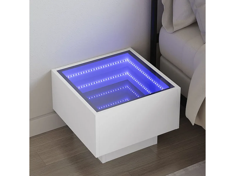 Nachttisch mit Infinity-LED Weiß 40x40x30 cm