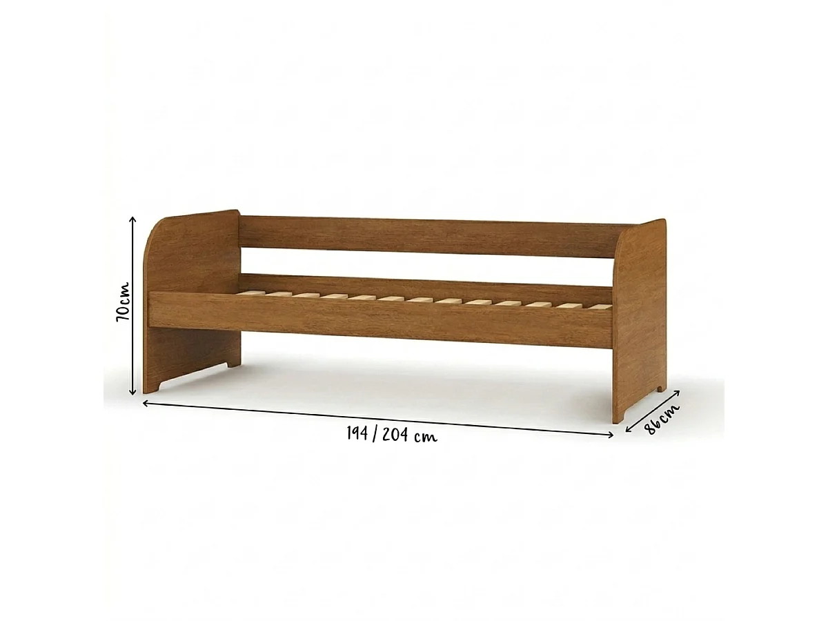 Lit banquette avec matelas 80x190 cm bois massif noisette EZRA