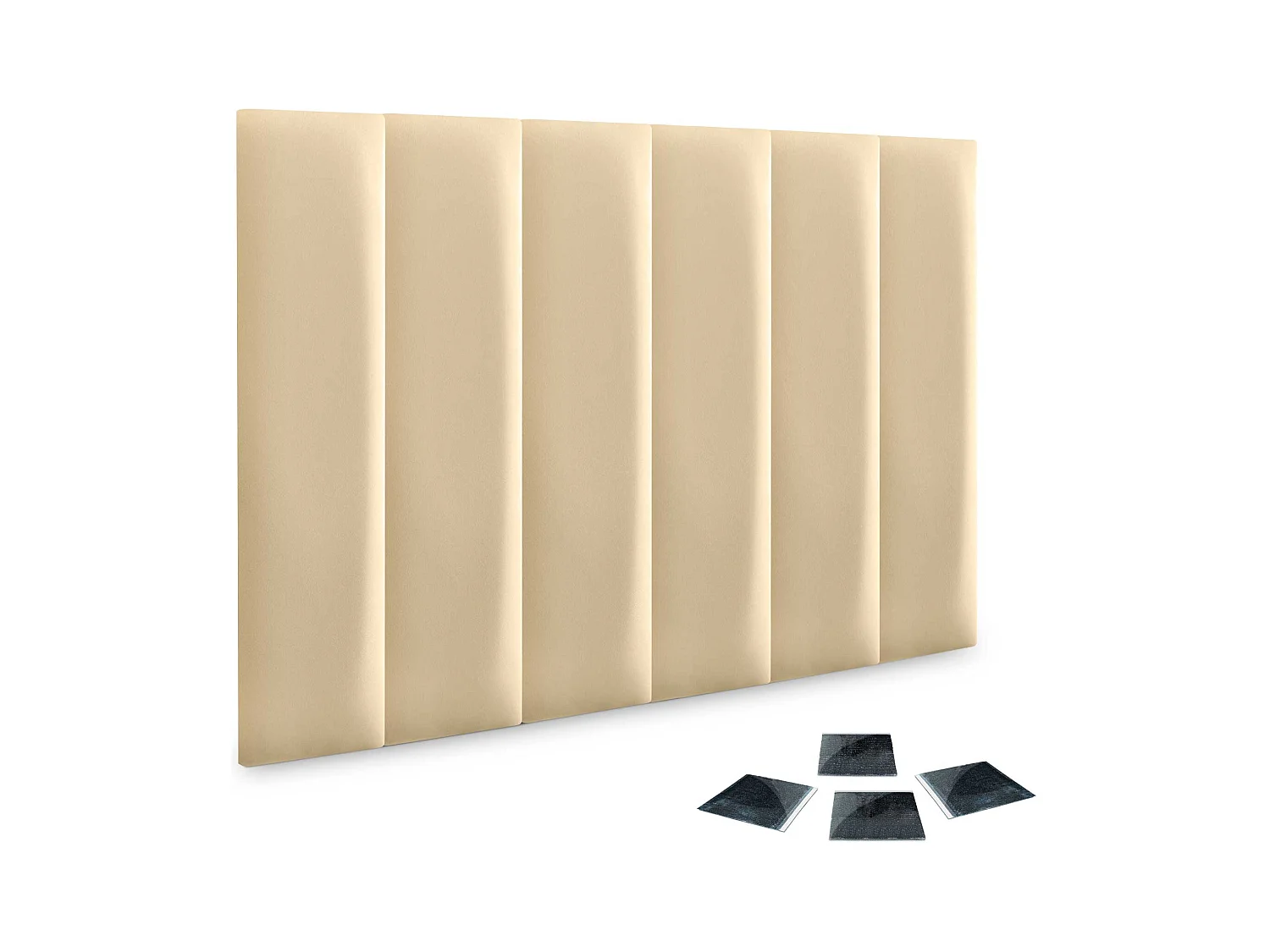 Lot de 1 panneau rembourré en similicuir écologique DHOME autocollant pour protection acoustique murale absorbante (Vanille, 60 x 20 cm, x6)