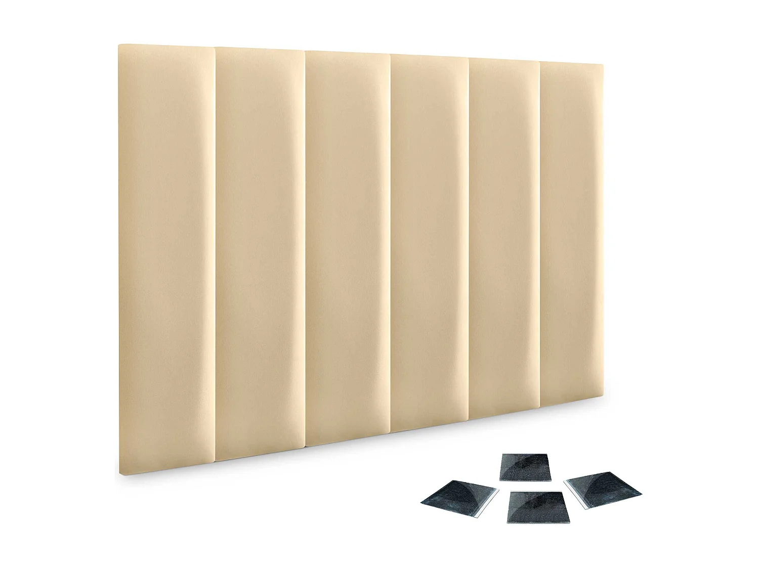 DHOME Set van 6 milieuvriendelijke kunstleren beklede panelen Zelfklevende verpakking voor akoestische absorberende bescherming aan de muur (Vanille, 60x20 cmx6)